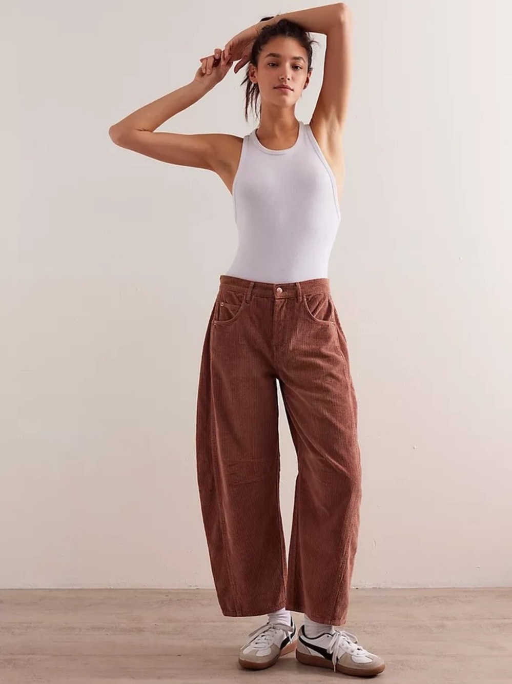 Free People We The Free Good Luck Mid-Rise Cord Barrel Jeans